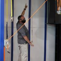 Students watch a fall demonstration